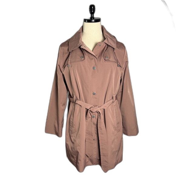 London Fog Women's Belted Rain Trench Coat, Adobe Pink, Size XXL, New w/out Tags - Picture 1 of 16